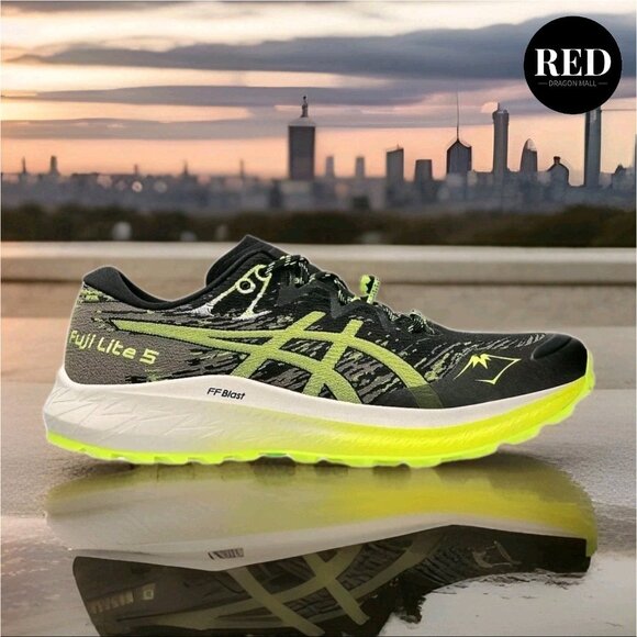 ASICS Fuji Lite 5 Trail Running Shoes Black Safety Yellow 1011B889 - Men\'s 11
